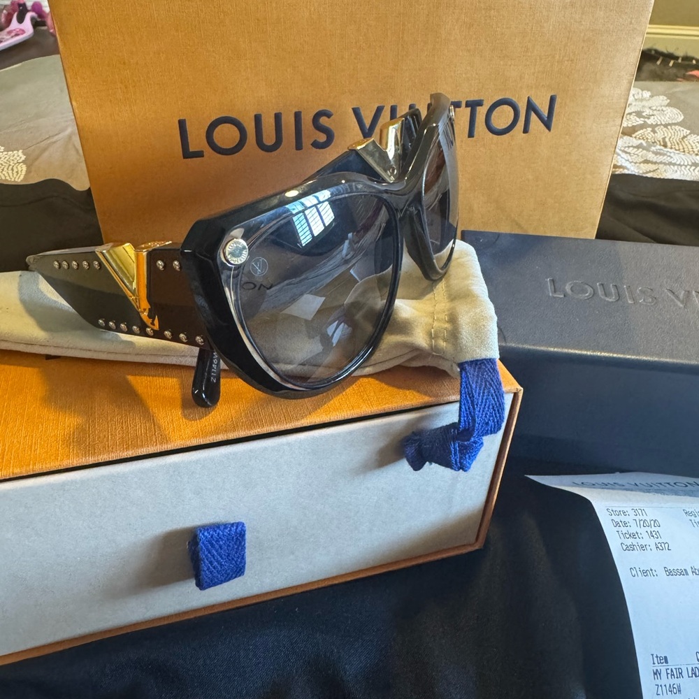 Louis Vuitton Black and Gold Sunglasses